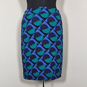 Marc By Marc Jacobs Geometric Pencil Skirt Silk Blend Kick Pleat 2